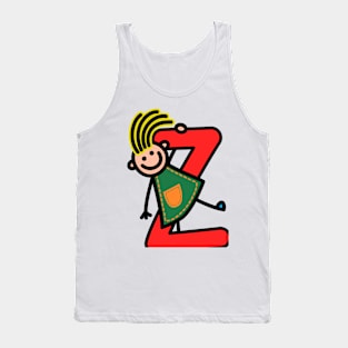 Letter Z for girls alphabet Kids Colorful Cartoon Character Tank Top